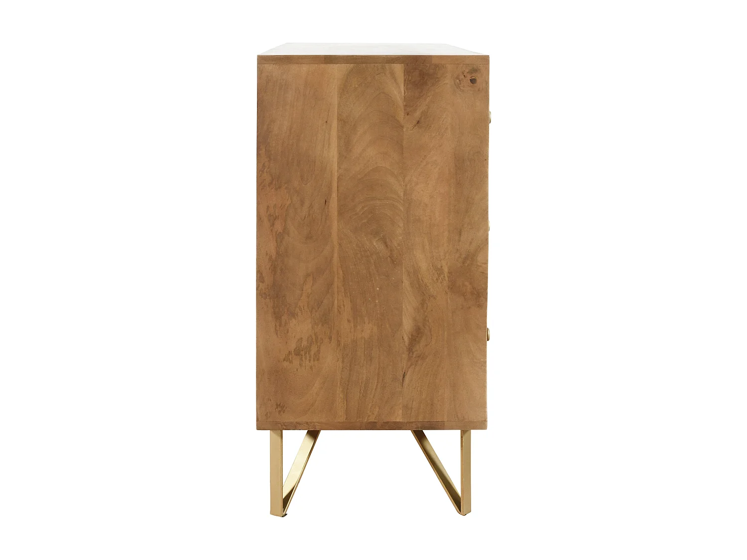 Byrå med 3 lådor - Mangoträ och metall - Natur och guld - BELORI