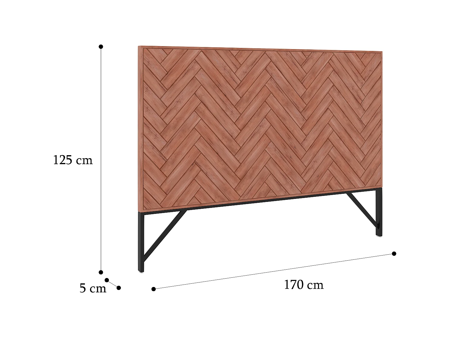 Testata 170 cm in Legno di acacia e Metallo Naturale e Nero - VEDILA