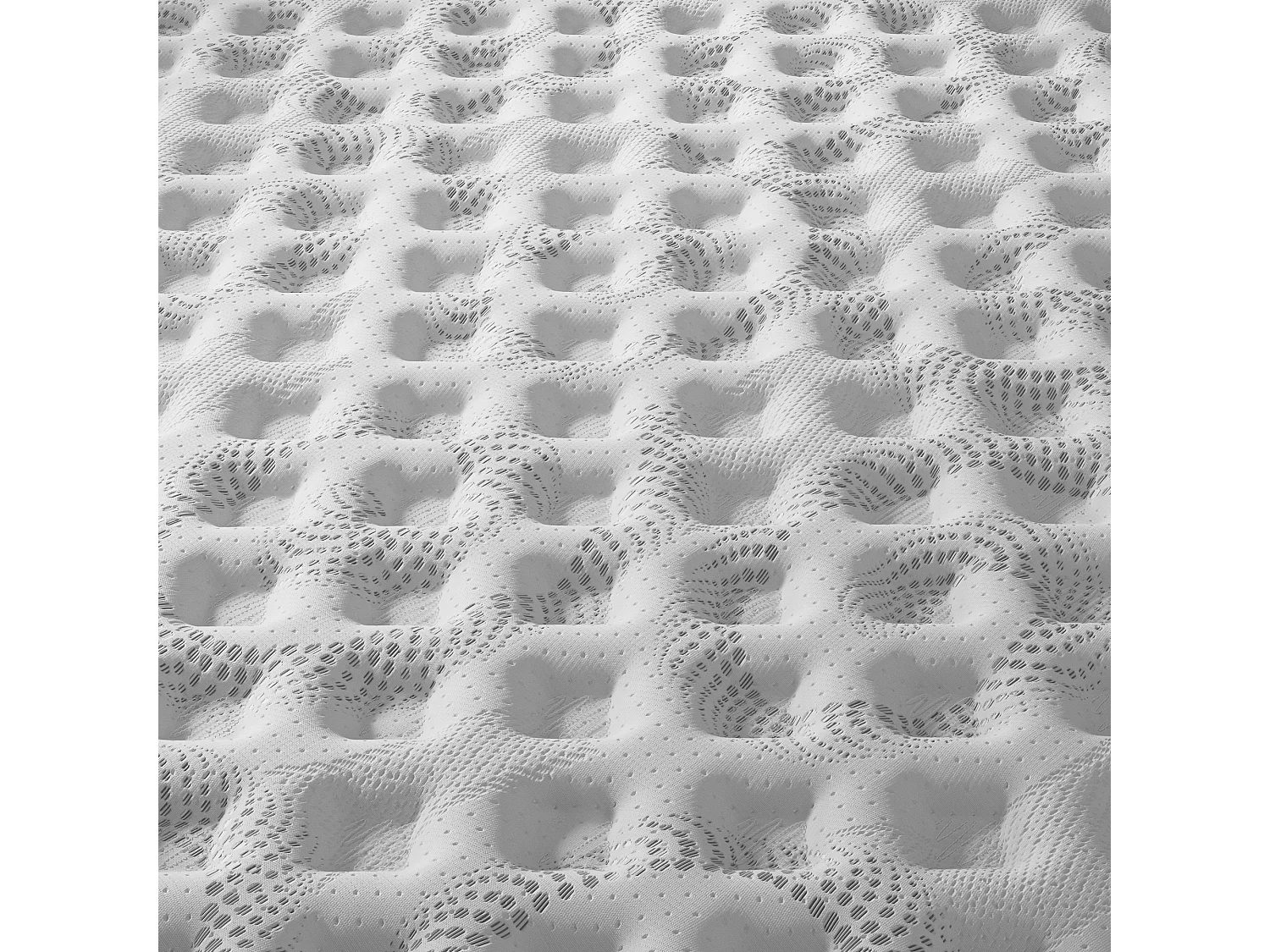 Ensemble matelas + lit 180x200 cm, matelas 30cm ressorts ensachés, accueil mémoire de forme, lit à lattes en bois, tissu blanc