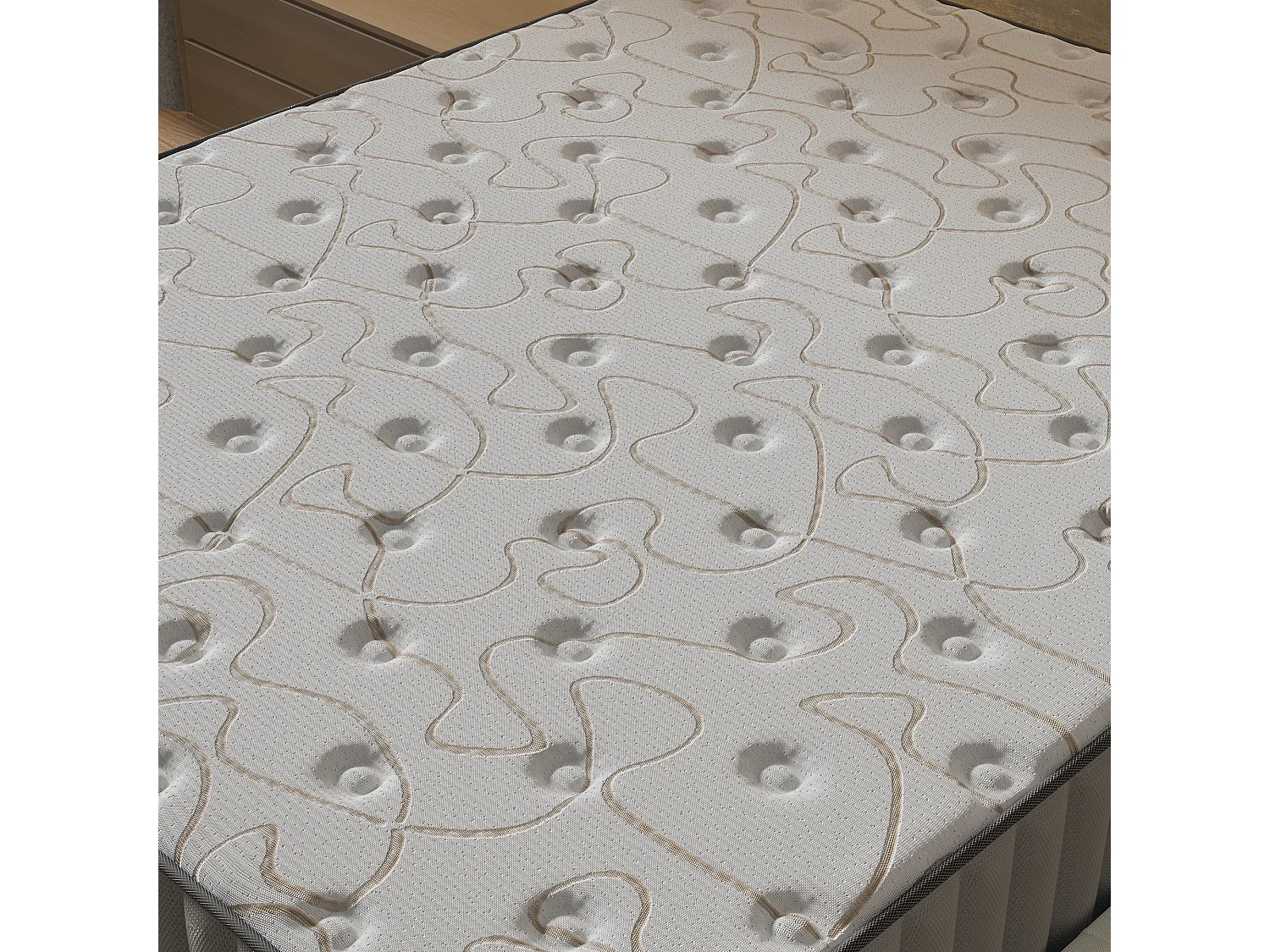 Ensemble matelas mémoire de forme + sommier 140x190cm, Matelas 22cm d’épaisseur et sommier tissu blanc