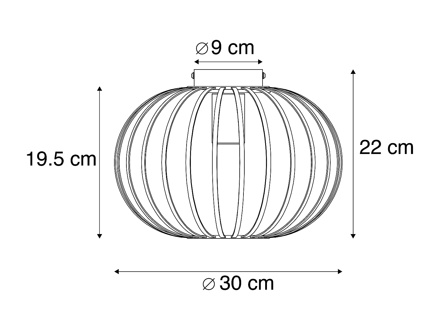 Plafonnier design noir 30 cm - Johanna