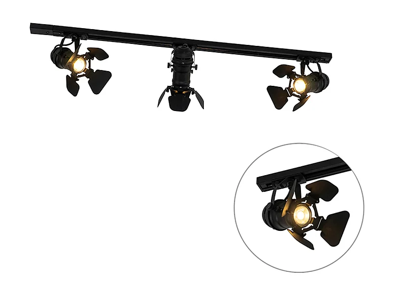 Système sur rail avec 3 spots noirs - Movie