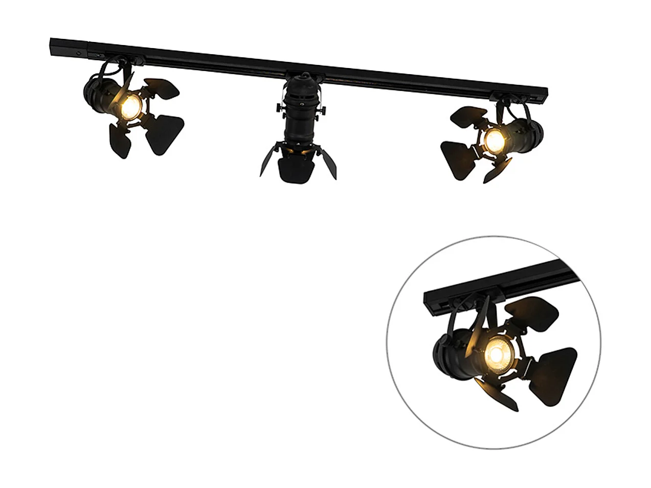 Système sur rail avec 3 spots noirs - Movie