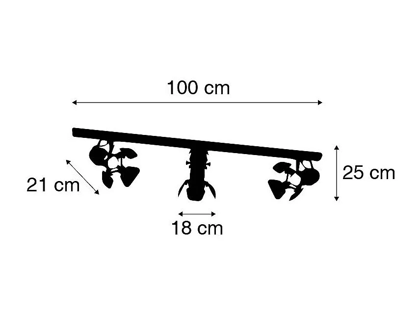 Système sur rail avec 3 spots noirs - Movie