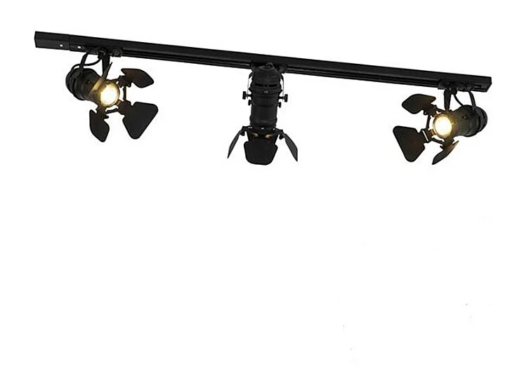 Système sur rail avec 3 spots noirs - Movie