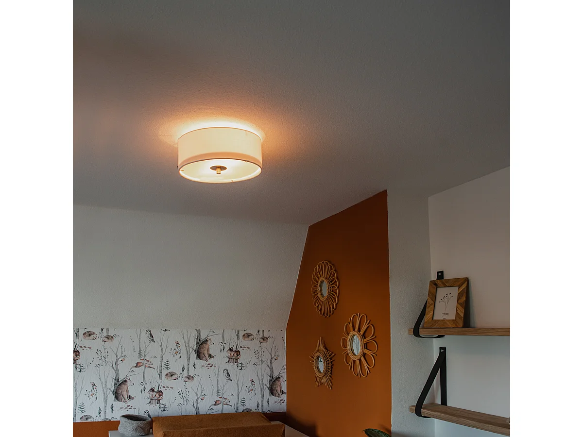 Plafonnier rural blanc 30 cm - Drum Jute