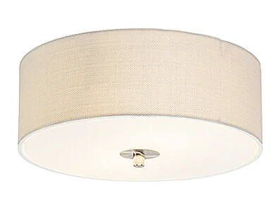 Plafonnier rond rustique blanc/crème 30 cm - Drum Jute