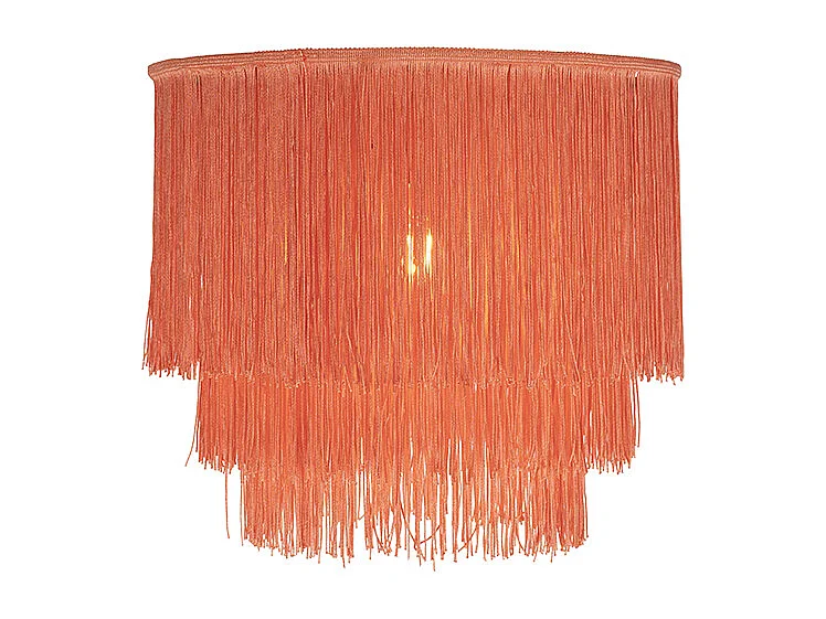 Plafonnier oriental doré avec abat-jour rose à franges - Franxa