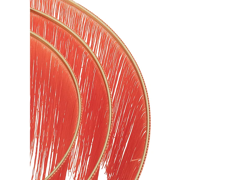 Plafonnier oriental doré avec abat-jour rose à franges - Franxa