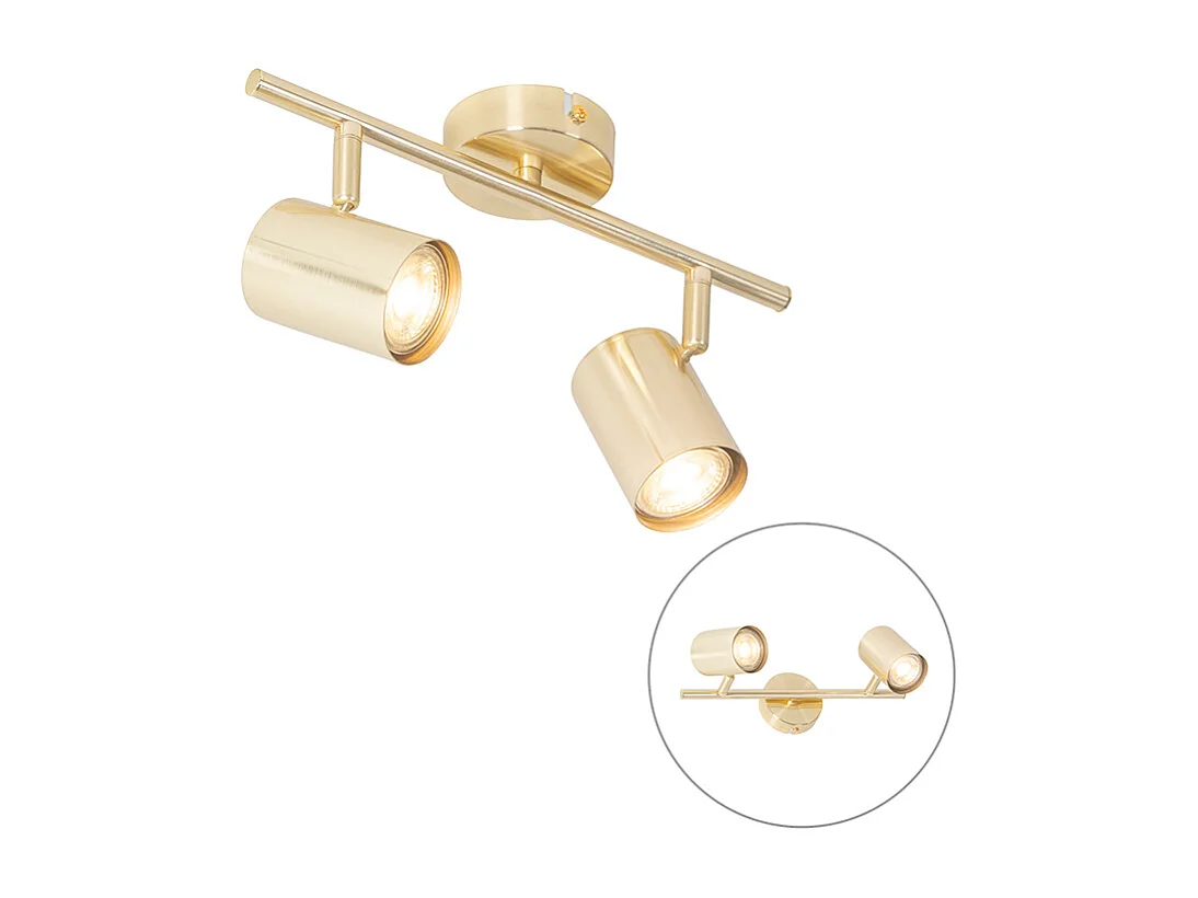 Plafonnier moderne en laiton 2 lumières orientables - Jeana