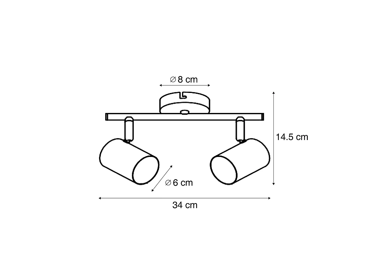 Plafonnier moderne en laiton 2 lumières orientables - Jeana