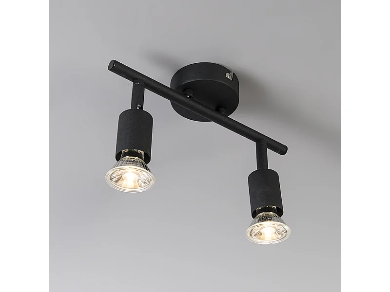 Spot industriel noir inclinable 2 lumières - Jeany