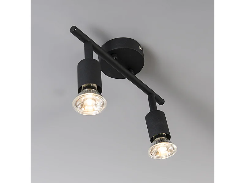 Spot industriel noir inclinable 2 lumières - Jeany