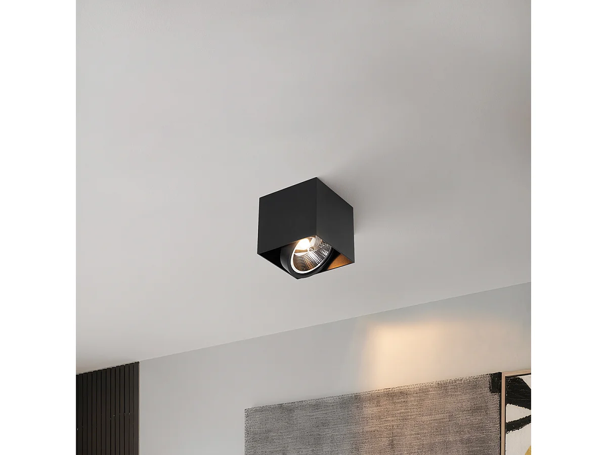 Spot design noir carré AR111 - Box
