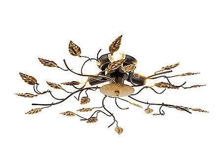 Plafonnier vintage noir avec or 50 cm 3 lumières - Foglie