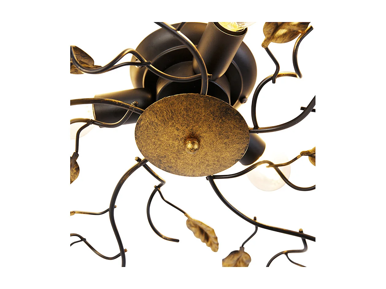 Plafonnier vintage noir avec or 50 cm 3 lumières - Foglie