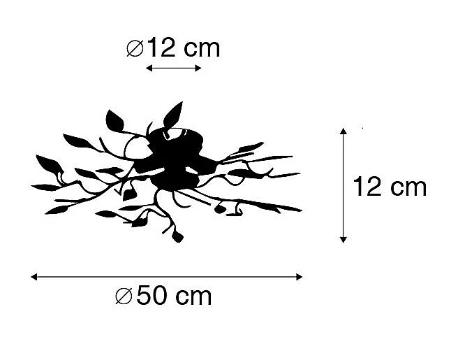 Plafonnier vintage noir avec or 50 cm 3 lumières - Foglie