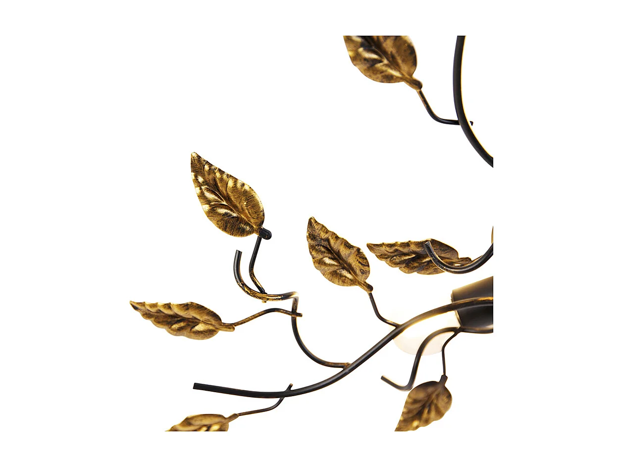 Plafonnier vintage noir avec or 50 cm 3 lumières - Foglie