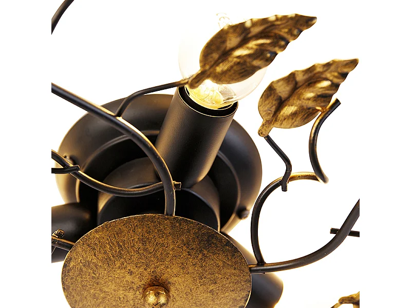 Plafonnier vintage noir avec or 50 cm 3 lumières - Foglie