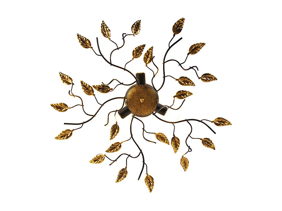 Plafonnier vintage noir avec or 50 cm 3 lumières - Foglie