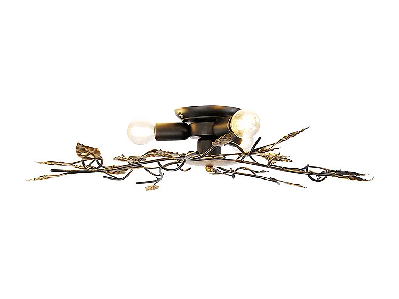 Plafonnier vintage noir avec or 50 cm 3 lumières - Foglie