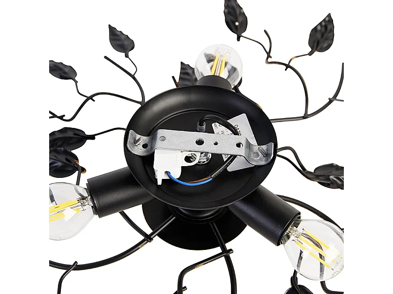 Plafonnier vintage noir avec or 50 cm 3 lumières - Foglie