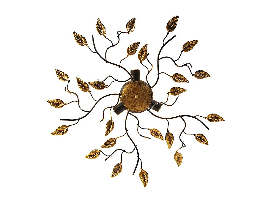 Plafonnier vintage noir avec or 50 cm 3 lumières - Foglie