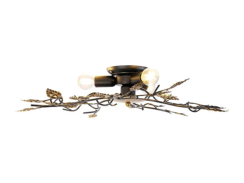 Plafonnier vintage noir avec or 50 cm 3 lumières - Foglie