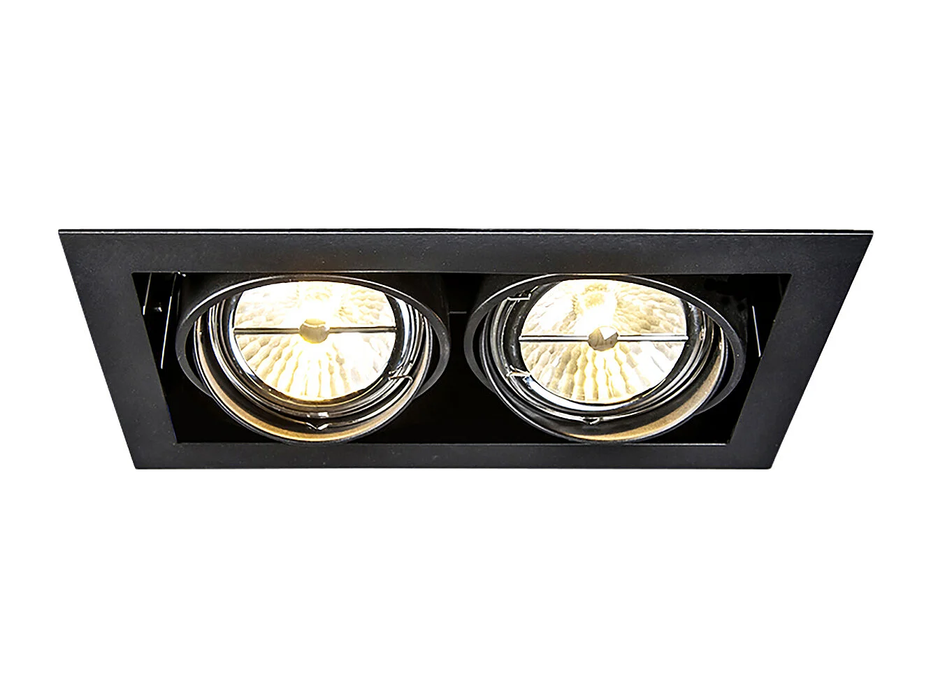 Ensemble de 12 spots encastrés noirs ajustables AR111 2 lumières - Oneon