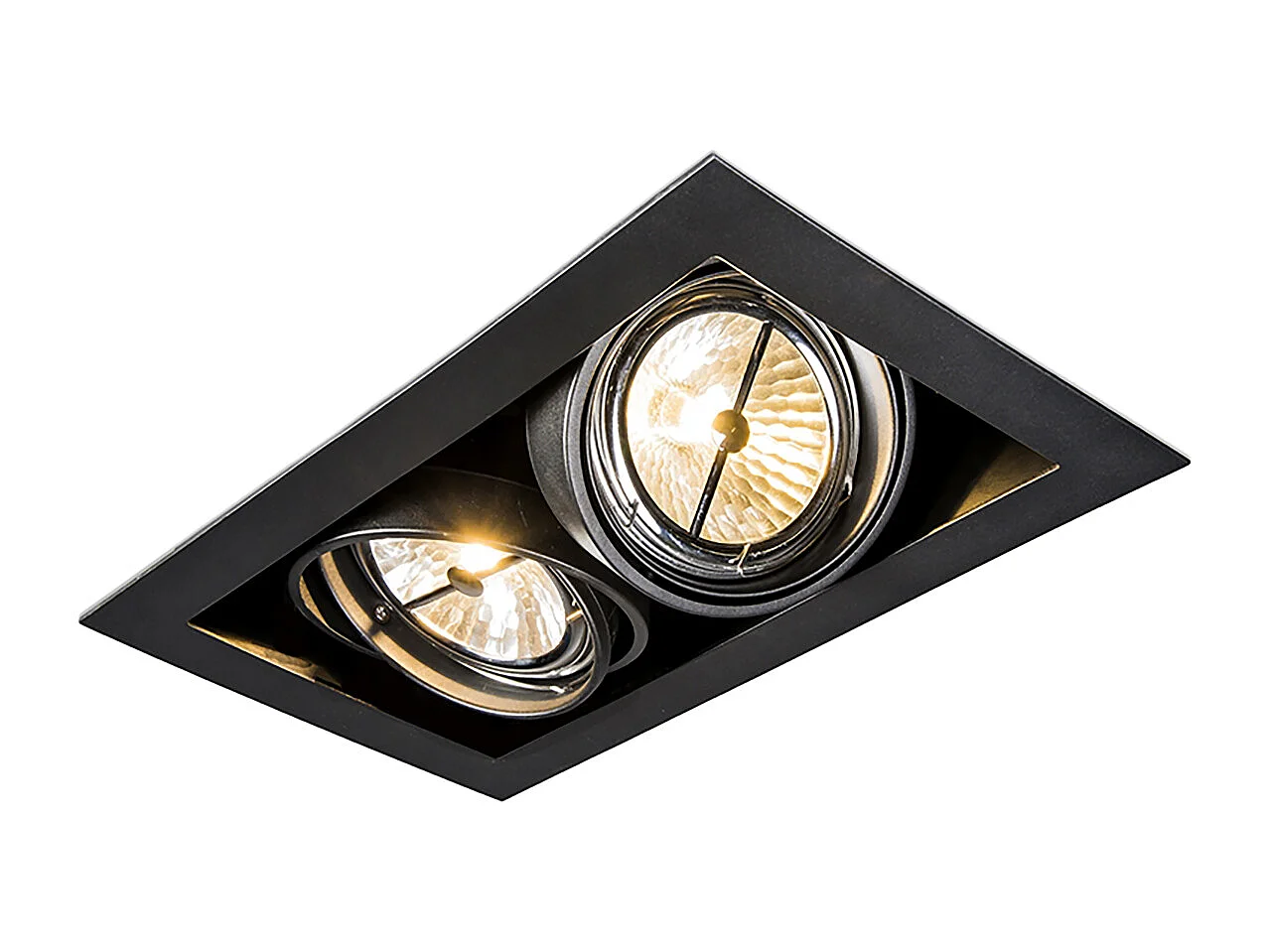 Ensemble de 12 spots encastrés noirs ajustables AR111 2 lumières - Oneon