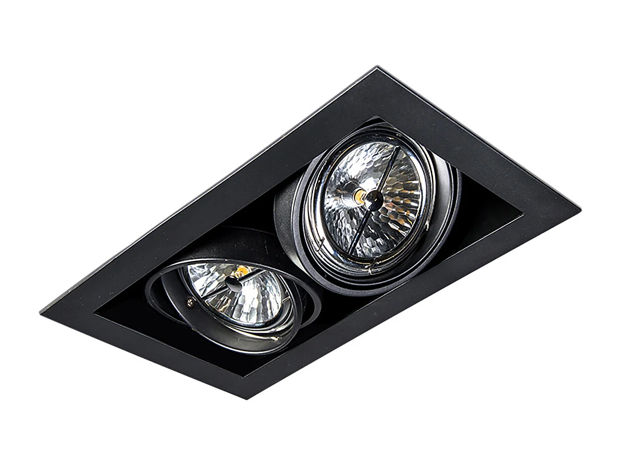 Ensemble de 12 spots encastrés noirs ajustables AR111 2 lumières - Oneon