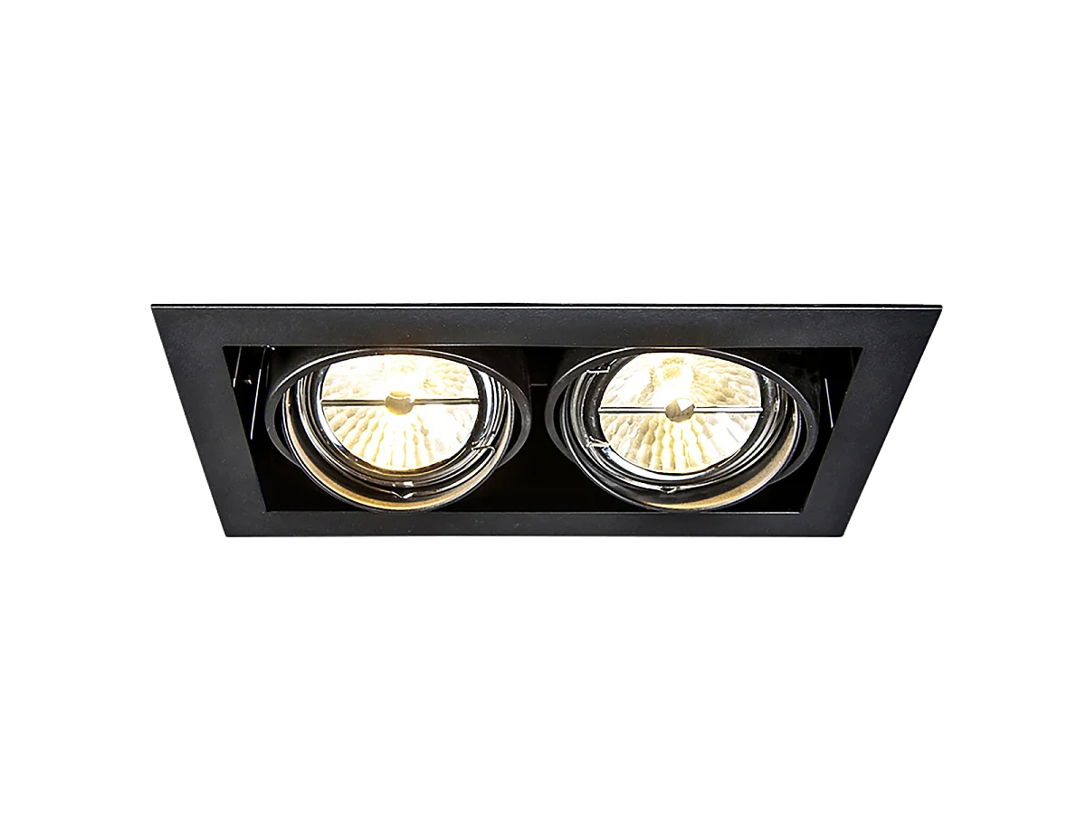Ensemble de 12 spots encastrés noirs ajustables AR111 2 lumières - Oneon