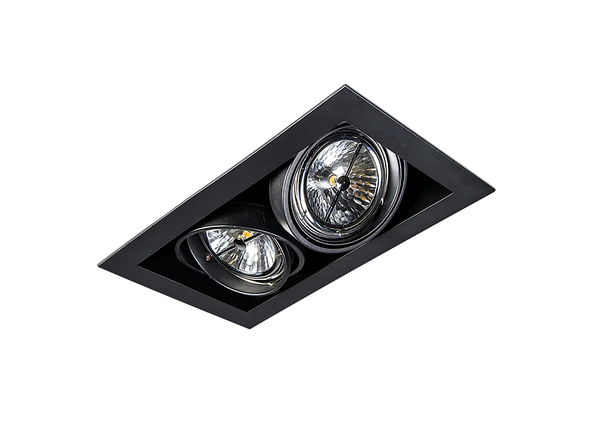 Ensemble de 12 spots encastrés noirs ajustables AR111 2 lumières - Oneon