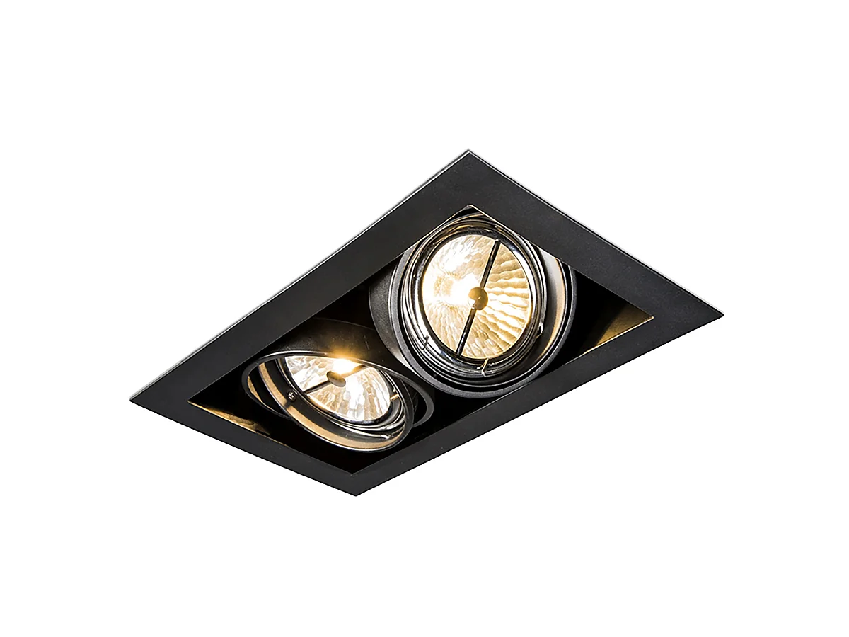 Ensemble de 12 spots encastrés noirs ajustables AR111 2 lumières - Oneon