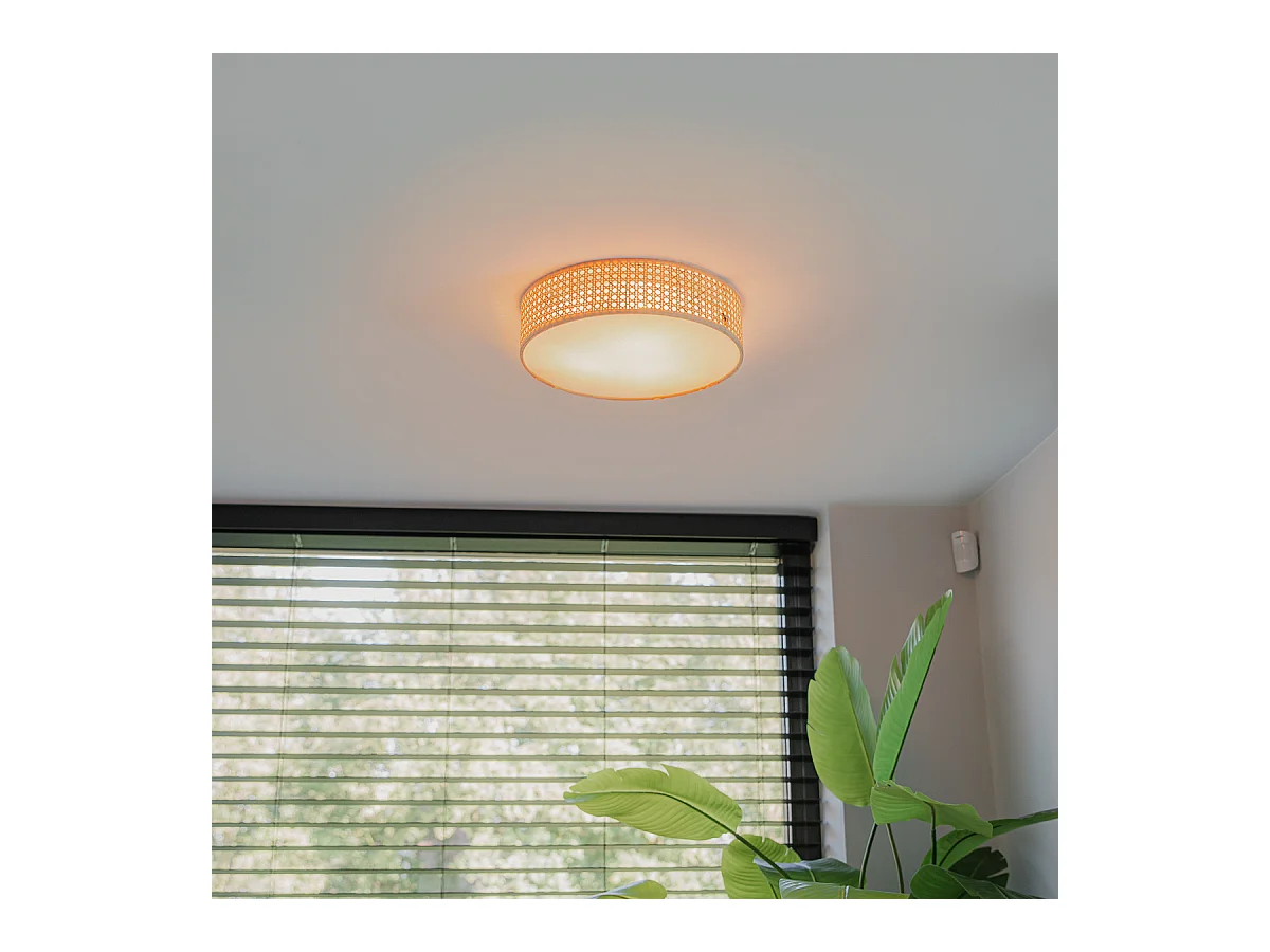 Plafonnier oriental rotin 40 cm 3 lumières - Tromma