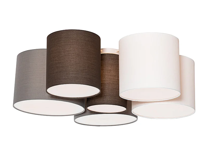 Plafonnier blanc gris et marron 6 lumières - Multidrum