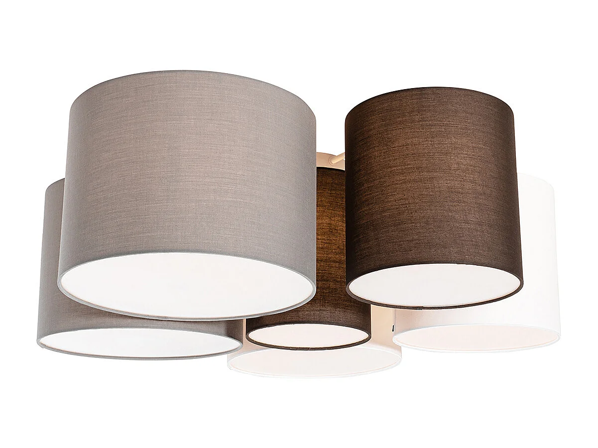 Plafonnier blanc, gris et marron 6 lumières - Multidrum