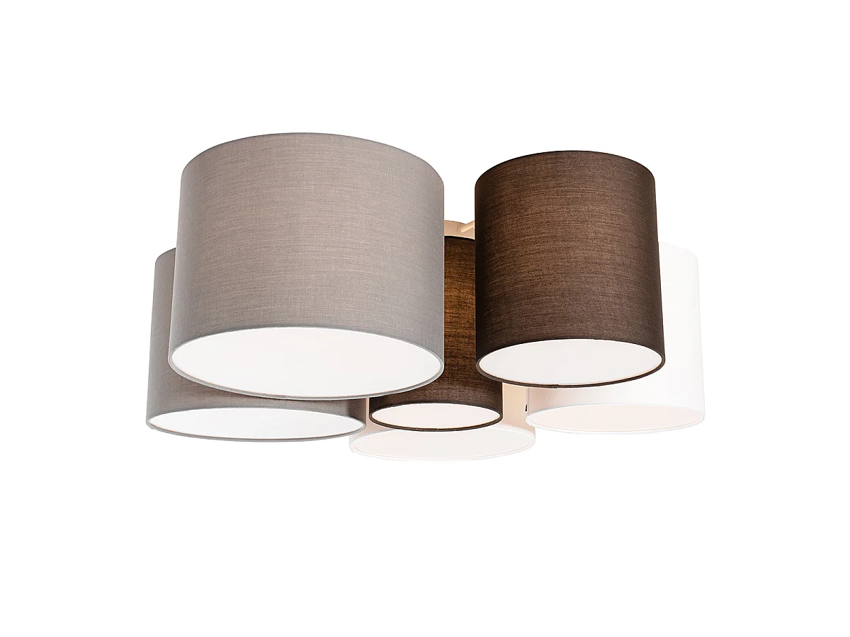 Plafonnier blanc, gris et marron 6 lumières - Multidrum