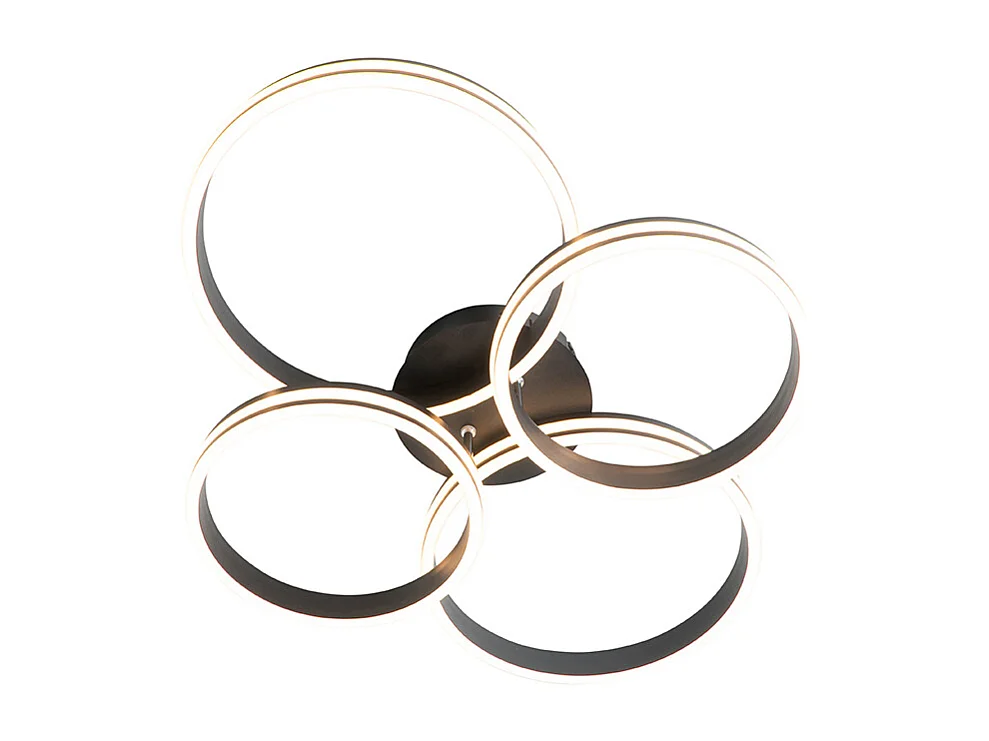 Plafonnier noir avec LED dimmable en 3 étapes 4 lumières - Navara