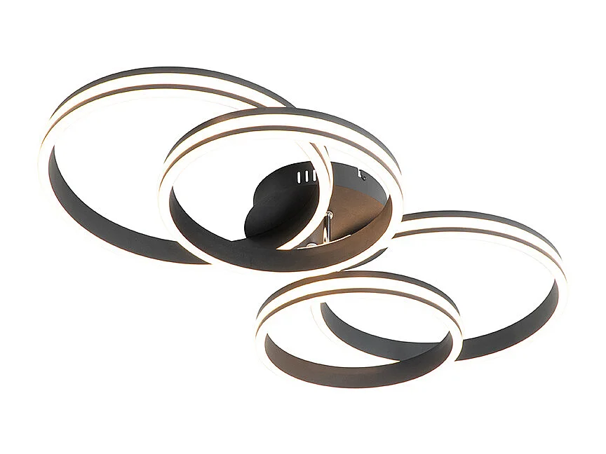 Plafonnier noir avec LED intégrées à variation d’intensité 3 niveaux 4 lumières - Navara