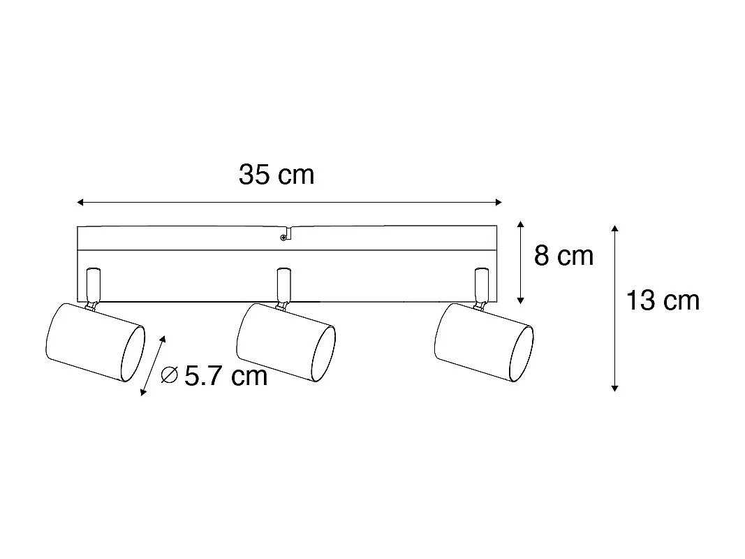 Plafonnier moderne bronze 3 lumières orientable rectangulaire - Jeana