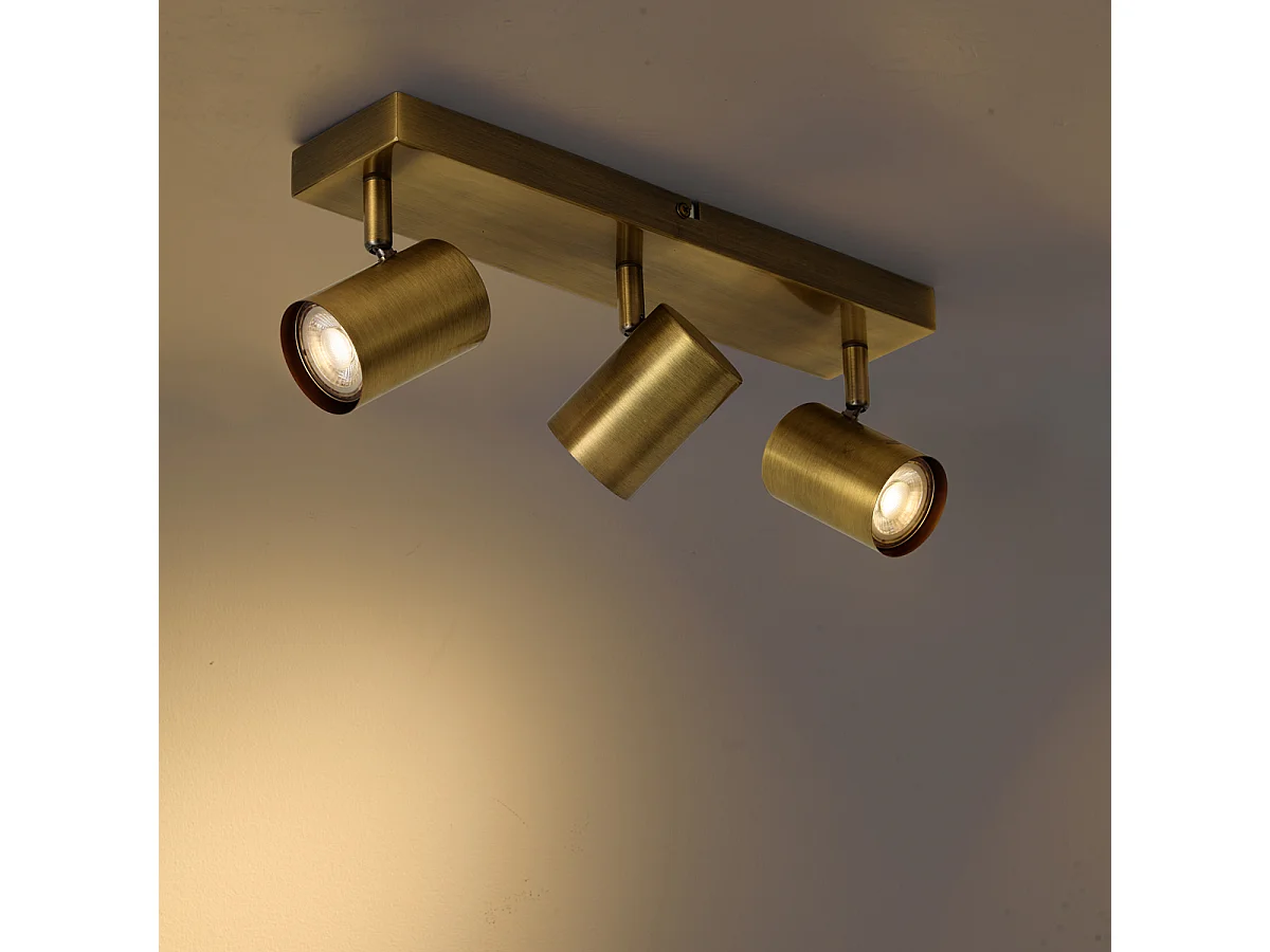 Plafonnier moderne bronze 3 lumières rectangulaire réglable - Jeana