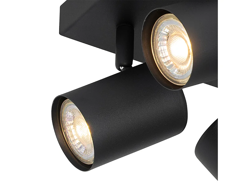 Plafonnier moderne carré noir orientable 4 lumières - Jeana