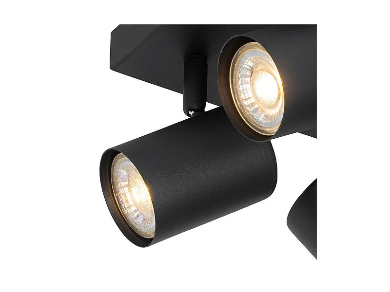 Plafonnier moderne carré noir orientable 4 lumières - Jeana