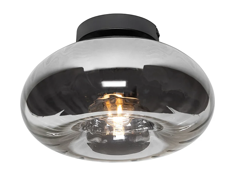Plafonnier Art Déco noir avec verre fumé - Ayesha