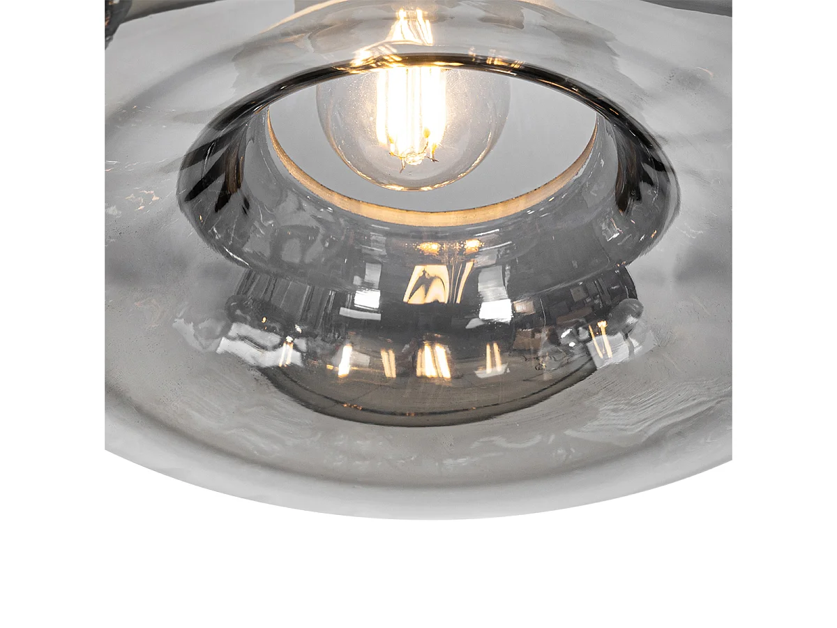 Plafonnier Art Déco noir avec verre fumé - Ayesha