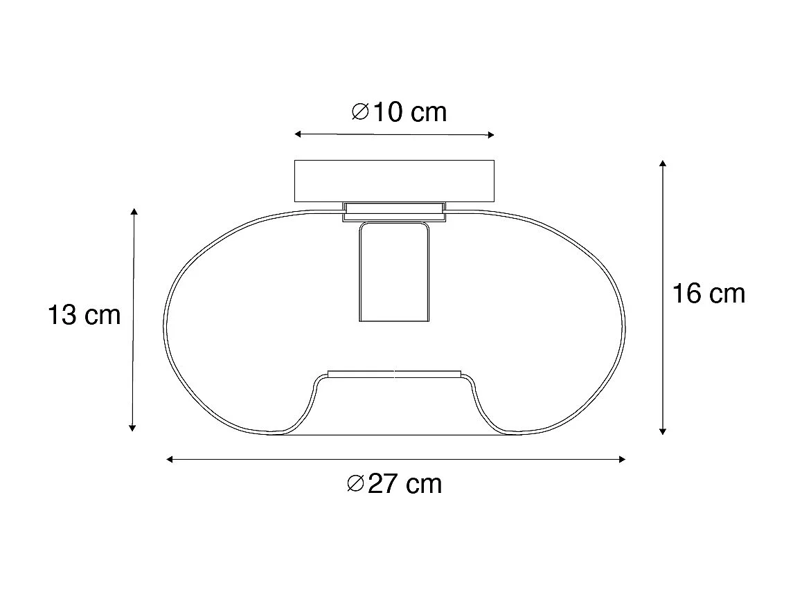 Plafonnier Art Déco noir avec verre fumé - Ayesha