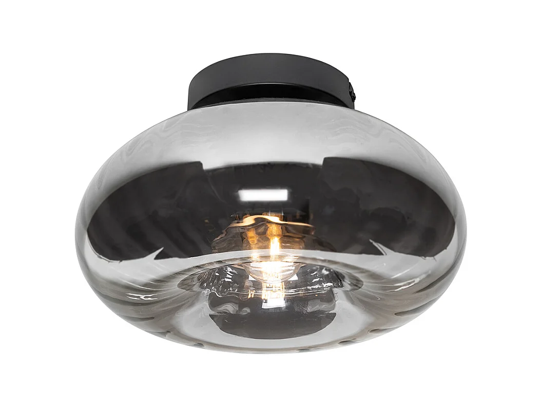 Plafonnier Art Déco noir avec verre fumé - Ayesha