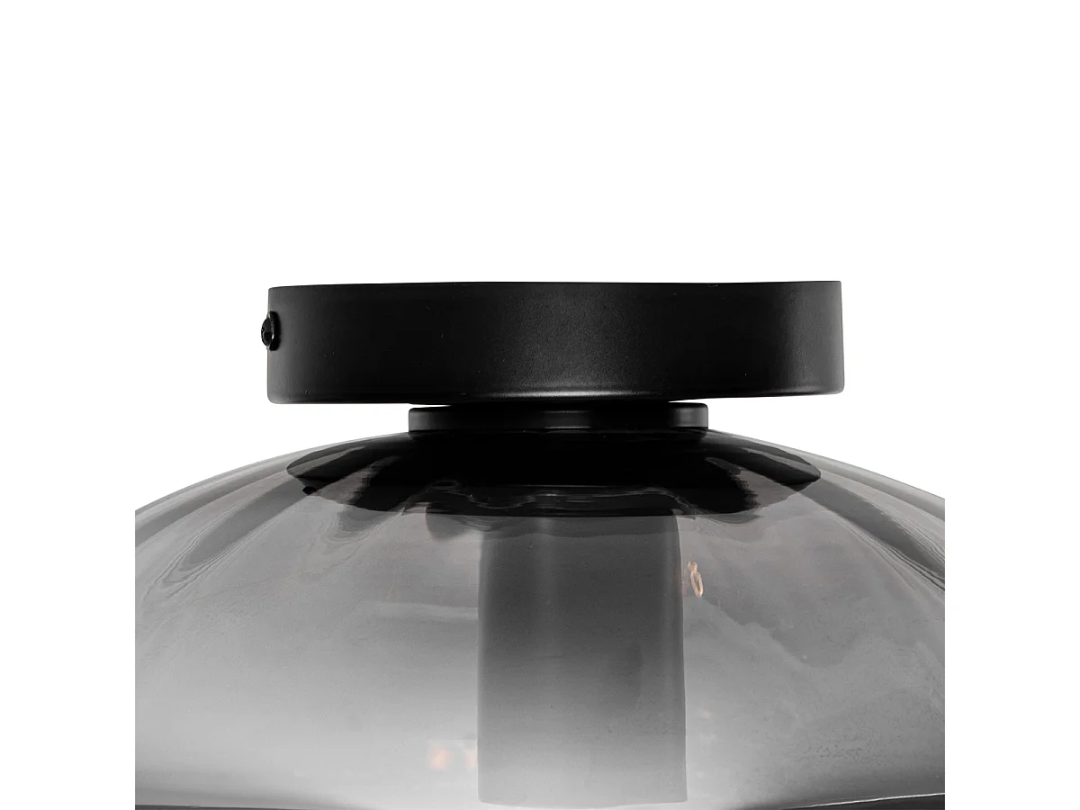 Plafonnier Art déco noir avec verre fumé - Ayesha