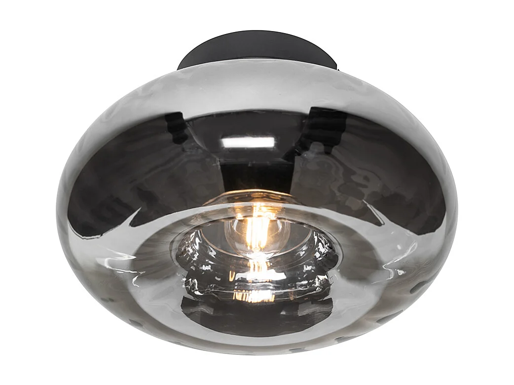 Plafonnier Art déco noir avec verre fumé - Ayesha